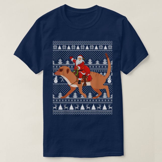 Camiseta Funny Meerkat Lover Santa Riding Meerkat Ugly Chri (Diseño del anverso)