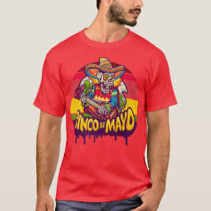 Camiseta Funny Meican Skeleton With Guitar Cinco De Mayo Vi