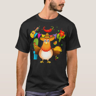 Camiseta Funny Meican Sombrero Chicken Farmers Cinco De May