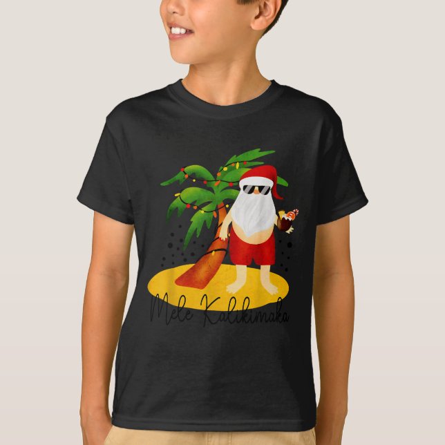 Camiseta Funny Mele Kalikimaka Aloha Navidades Hawaian San (Anverso)