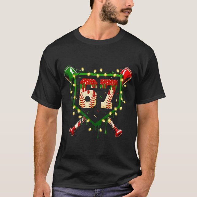 Camiseta Funny Meme 67 Christmas Baseball Ice Cream Men Boy (Anverso)