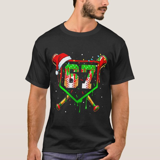 Camiseta Funny Meme 67 Christmas Baseball Ice Cream Men Boy (Anverso)