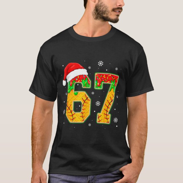 Camiseta Funny Meme 67 Christmas Baseball Ice Cream Men Boy (Anverso)