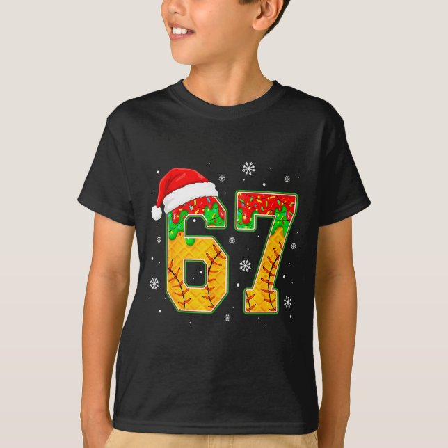 Camiseta Funny Meme 67 Christmas Baseball Ice Cream Men Boy (Anverso)