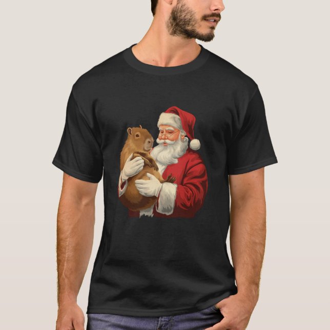 Camiseta Funny Meme Capybara Lover Navidades Santa Holding (Anverso)