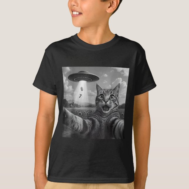 Camiseta Funny Meme Cat Selfie Six Seven Retro Cat 67 Anima (Anverso)