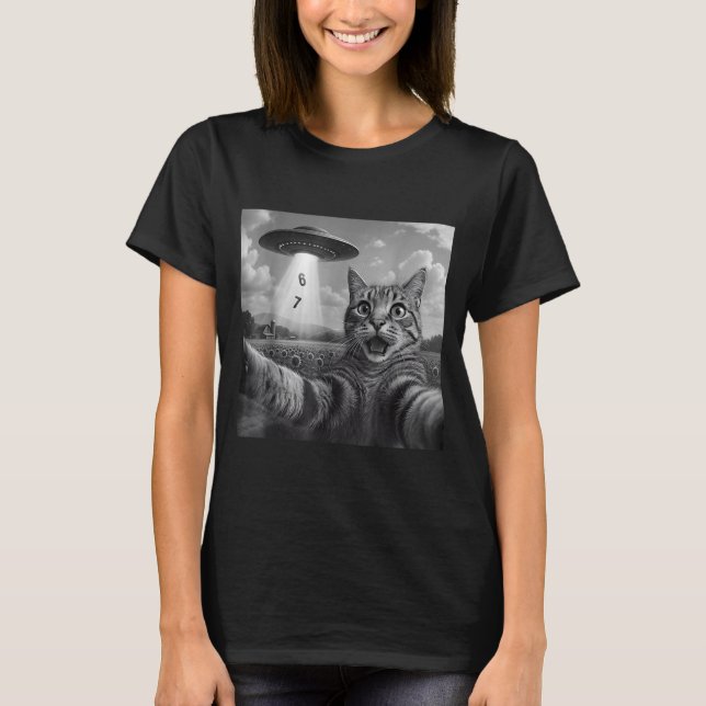 Camiseta Funny Meme Cat Selfie Six Seven Retro Cat 67 Anima (Anverso)