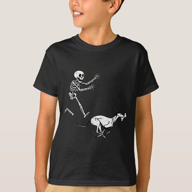 Camiseta Funny Meme Greyhound Running Skeleton Halloween  (Anverso)