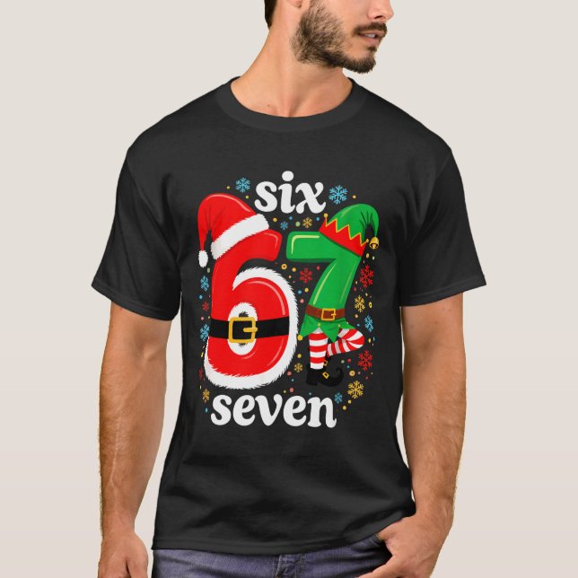 Camiseta Funny Meme Six Seven 67 Elf 6 7 Santa Christmas Pa (Anverso)
