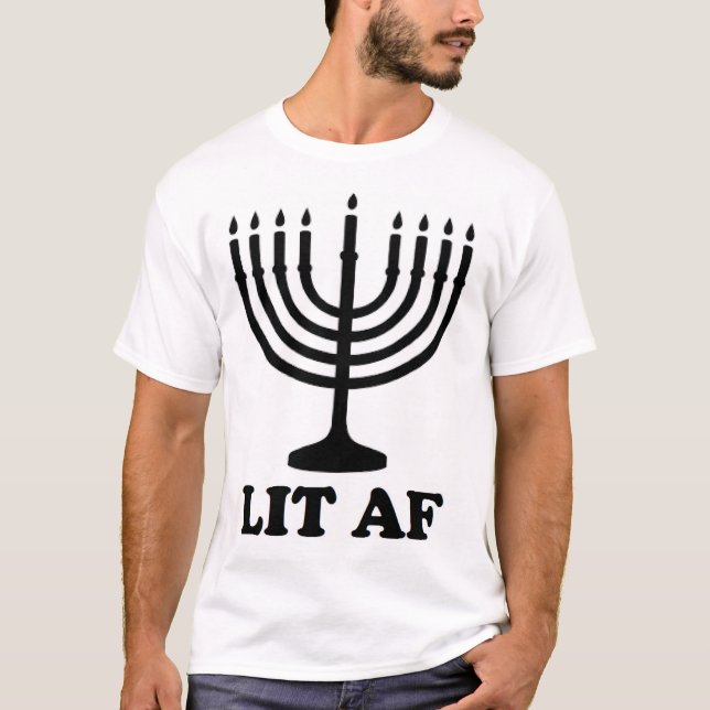 Camiseta Funny menorah Hanukkah chanukah lit af vacaciones (Anverso)