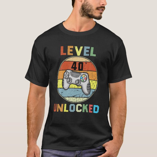 Camiseta Funny Mens Level 40 Unlocked Video Gamer 40Th Year (Anverso)