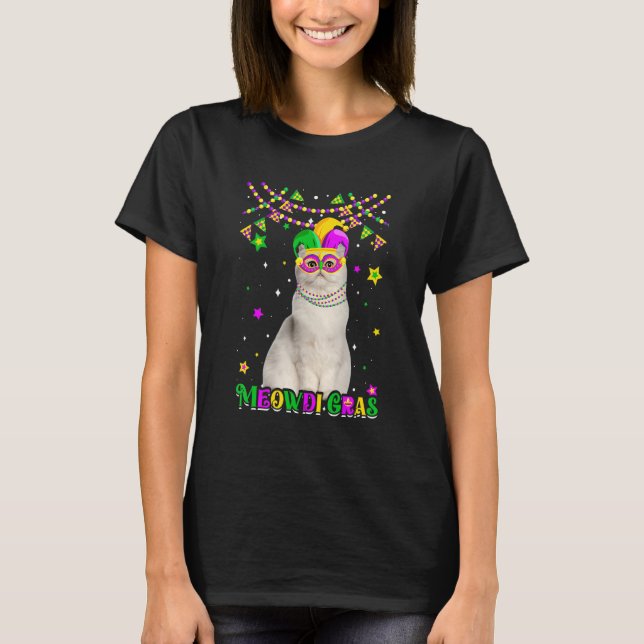 Camiseta Funny Meowdi Gras Persian Cat Mardi Gras Carnival  (Anverso)