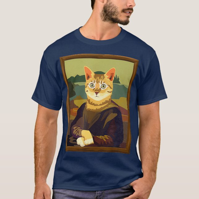 Camiseta Funny Meowna Mona Lisa Art Cat Parodia (Anverso)