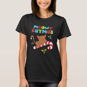 Camiseta Funny Meowy Catmas Gráficos Navidades De Tee Para 