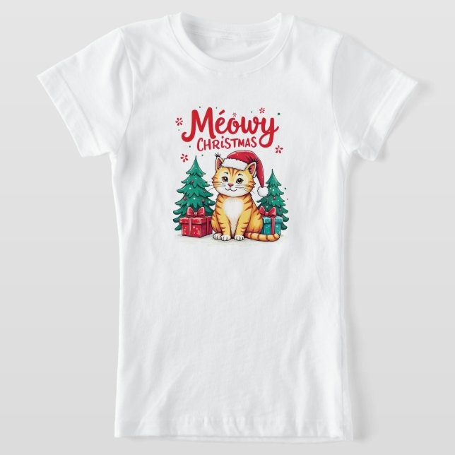 Camiseta Funny Meowy Christmas Cat T-shirt (Distribución)