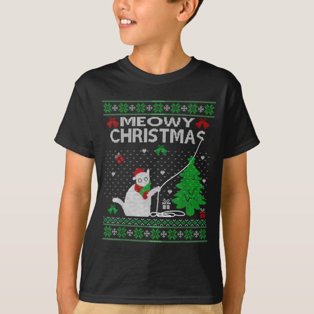 Camiseta Funny Meowy Christmas Cats Xmas Cute Cat Lover Ugl (Anverso)