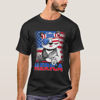 Camiseta Funny Merica Panda Bear Con Bandera De EEUU 4ª
