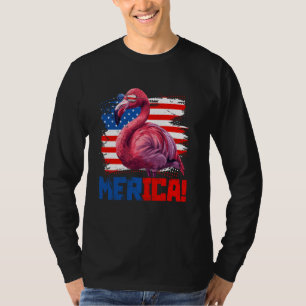 Camiseta Funny Merica Pink Flamingo ama la bandera estadoun