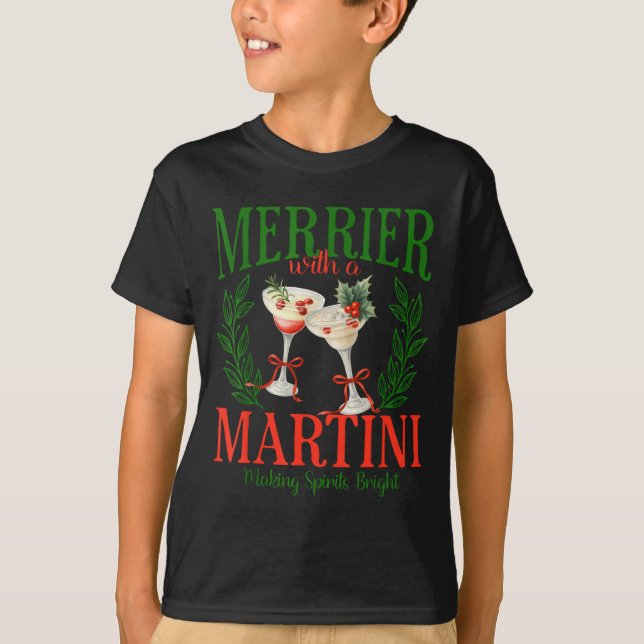 Camiseta Funny Merrier With A Martini Bachelorette Merry Ch (Anverso)