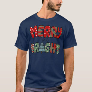 Camiseta Funny Merry and Bright Christmas Lights Xmas Tree