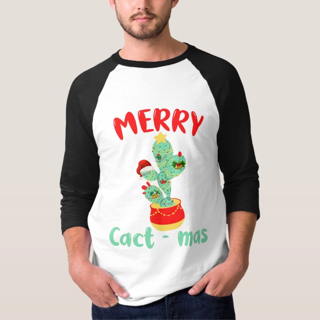 CAMISETA FUNNY MERRY CACTMAS - DIVERSIÓN DE NAVIDADES CACTU (Anverso)