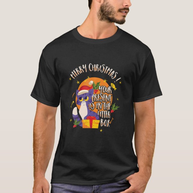 Camiseta Funny Merry Christmas Cat Curte Present (Anverso)