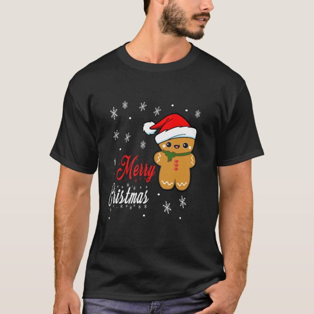 Camiseta Funny Merry Christmas Gingerbread Man Costume Men  (Anverso)