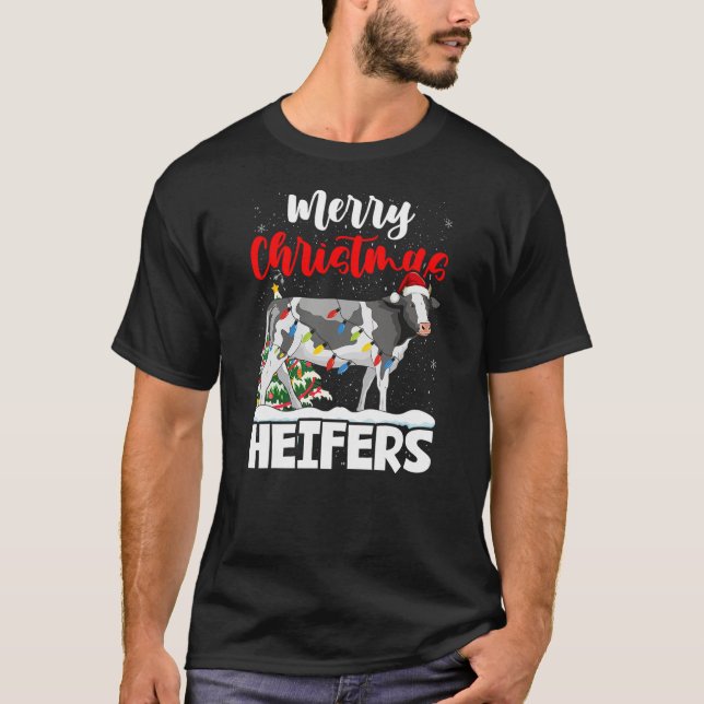 Camiseta Funny Merry Christmas Heifers Farm Santa Cow for M (Anverso)