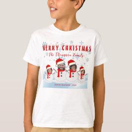 Camiseta Funny Merry Christmas Snowman Family Photo
