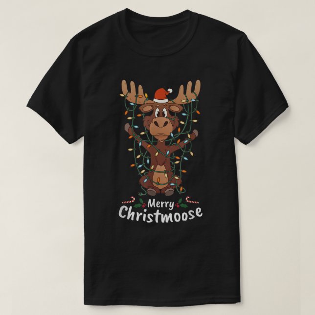 Camiseta Funny Merry Christmoose | Cute Christmas Moose (Diseño del anverso)