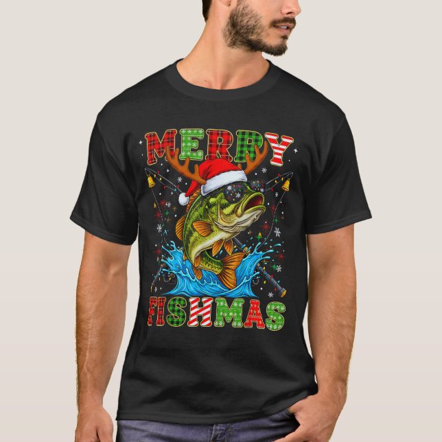 Camiseta Funny Merry Fishmas Christmas Fish Xmas Fishing Fo (Anverso)