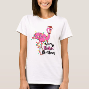 Camiseta Funny Merry Flockin Navidades Flamingo
