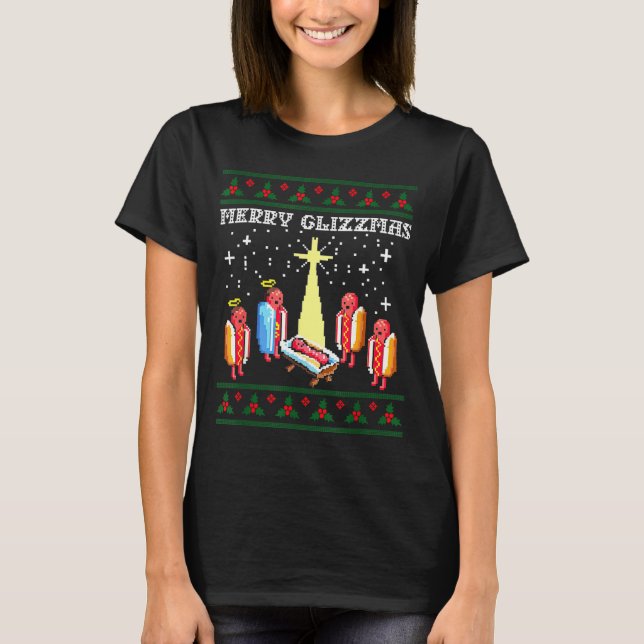 Camiseta Funny Merry Glizzmas Hot Dogs Family Group Ugly Ch (Anverso)