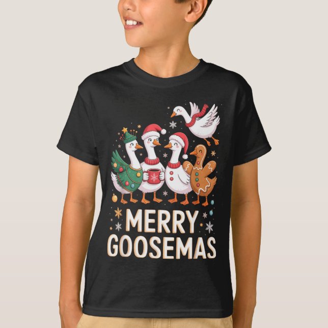 Camiseta Funny Merry Goosemas Christmas Xmas Goose Family H (Anverso)
