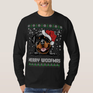 Camiseta Funny Merry Woofmas Rottweiler Navidades Dog Lover