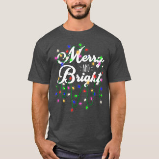 Camiseta Funny Merry Y Navidades Brillantes Encenden Navida