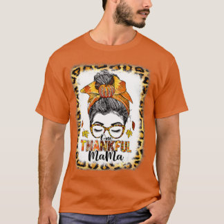 Camiseta Funny Messy Bun One Thankful Mama Fall Autumn Than