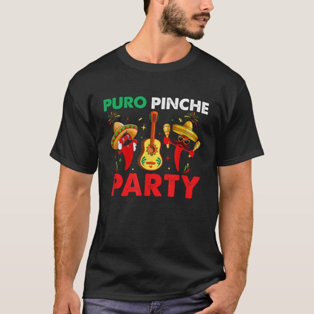 Camiseta Funny mexicana Puro Pinche Fiesta Pari Funny Retro (Anverso)