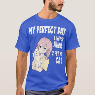 Camiseta Funny Mi día perfecto Anime y Cat Lover Manga 