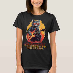 Camiseta Funny Miau Rocker con guitarra eléctrica para Rock
