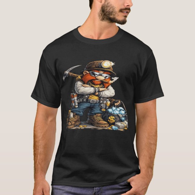 Camiseta Funny Miner Raccoon Graphic T-Shirt for Men (Anverso)