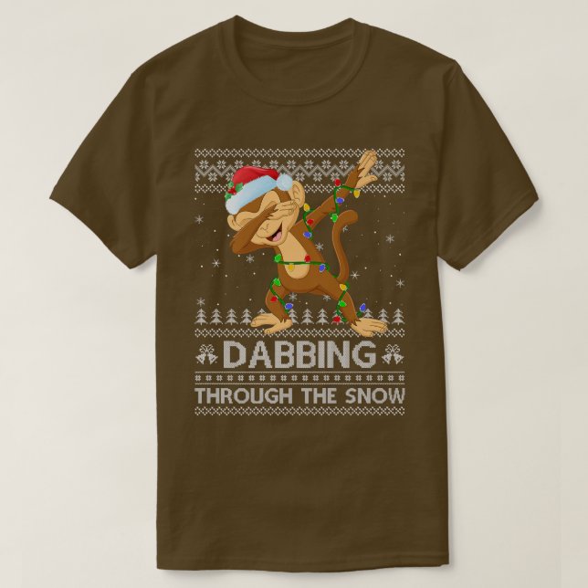 Camiseta Funny Monkey Dabbing Through The Snow Ugly Monkey  (Diseño del anverso)