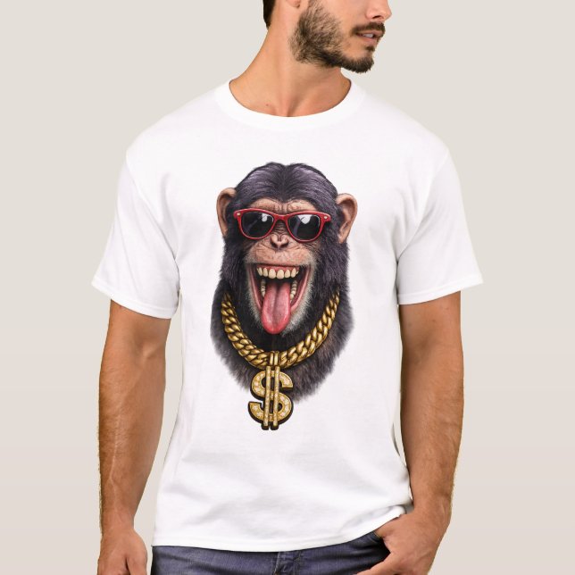 Camiseta Funny Monkey Gold Chain – Estilo Urbano C (Anverso)