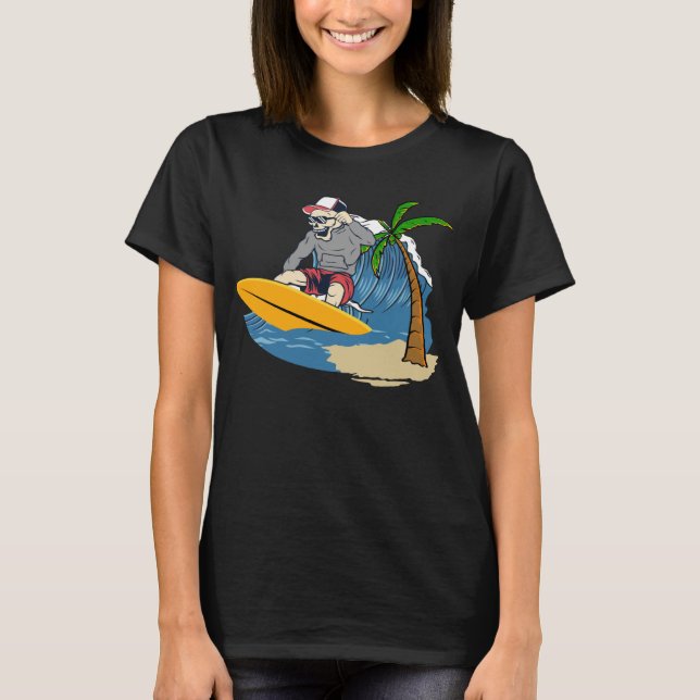 Camiseta Funny Monkey Skeleton Skull Surfing Beach Oce (Anverso)
