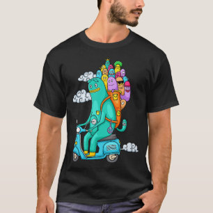Camiseta Funny Monster Doodle Riding Motorcycle