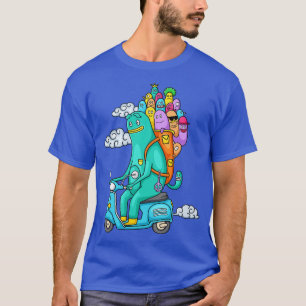 Camiseta Funny Monster Doodle Riding Motorcycle