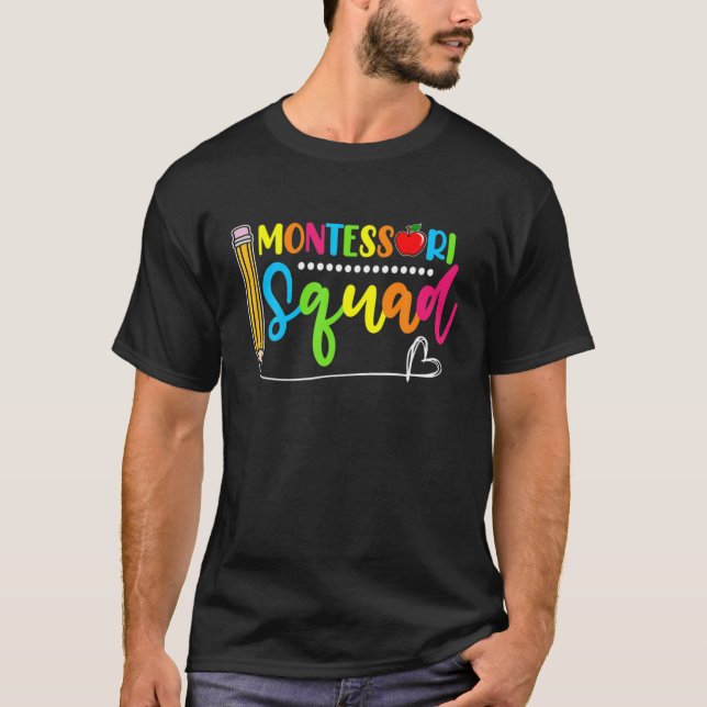 Camiseta Funny Montessori Squad Montessori Teacher Back To (Anverso)