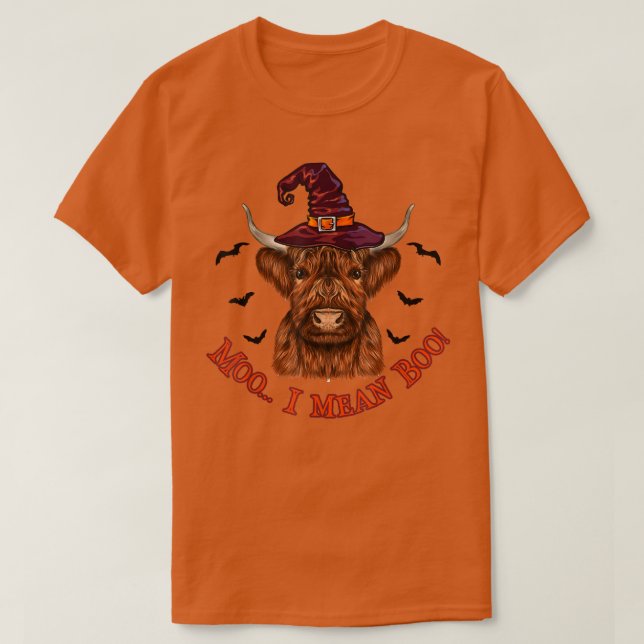 Camiseta Funny Moo I Mean Boo Cute Halloween Witch Cow Farm (Diseño del anverso)