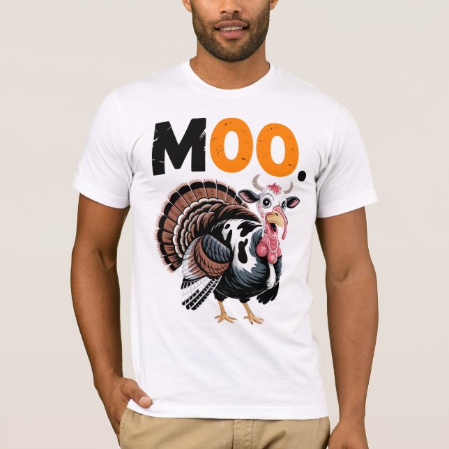 Camiseta Funny Moo Turkey Thanksgiving Design (Anverso)