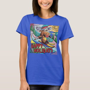 Camiseta Funny Moose Esquí Felices Fiestas Navidades